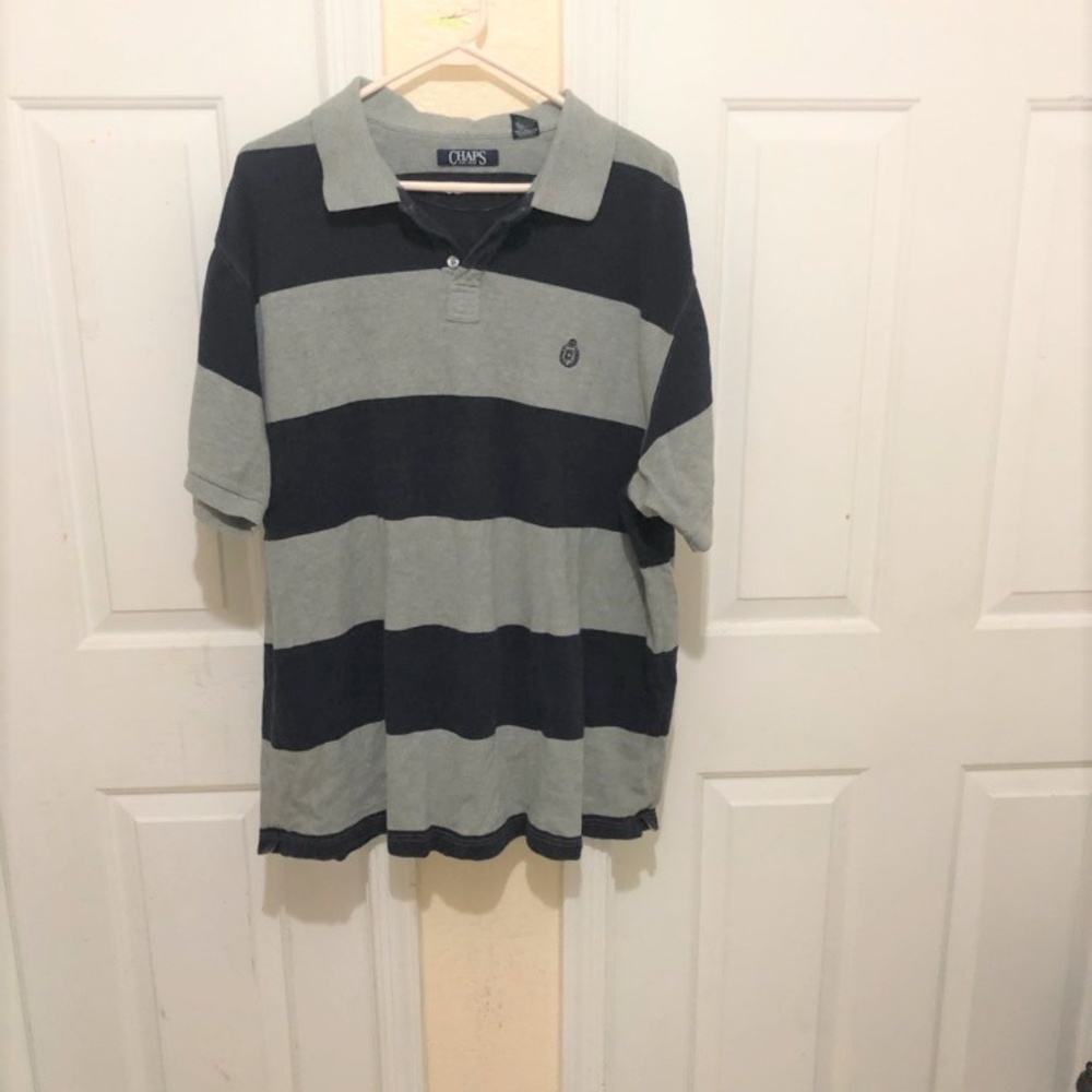 Chaps Men's Grey and Black Polo Shirt Short Sleeve